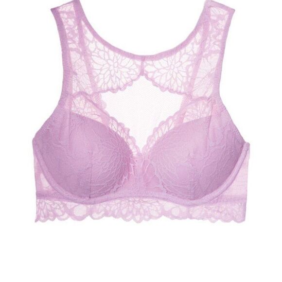 SMALL PINK Victoria's Secret Purple Push Up High Neck Bralette - Picture 7 of 7